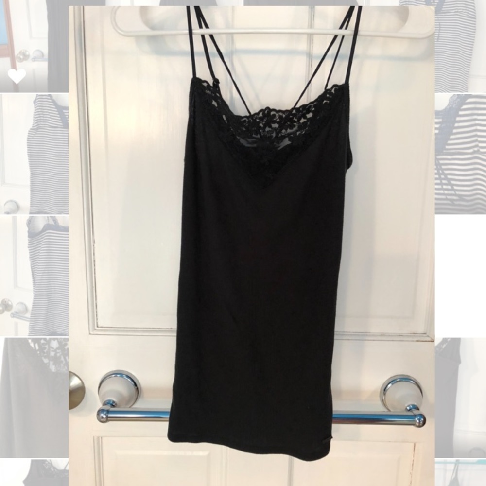 Lace detailed cross-back strappy cami
